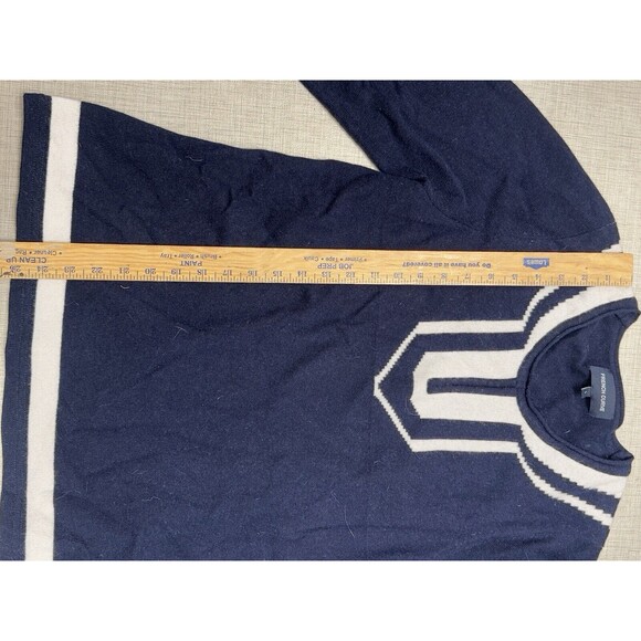 French Curve Large Sweater Blue White Cashmere Round Neck Luxury - Picture 5 of 6